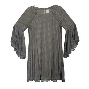 Cece Shift Dress Womens 10 Black Lace A Line Raglan Sleeve Lined Witchy Goth